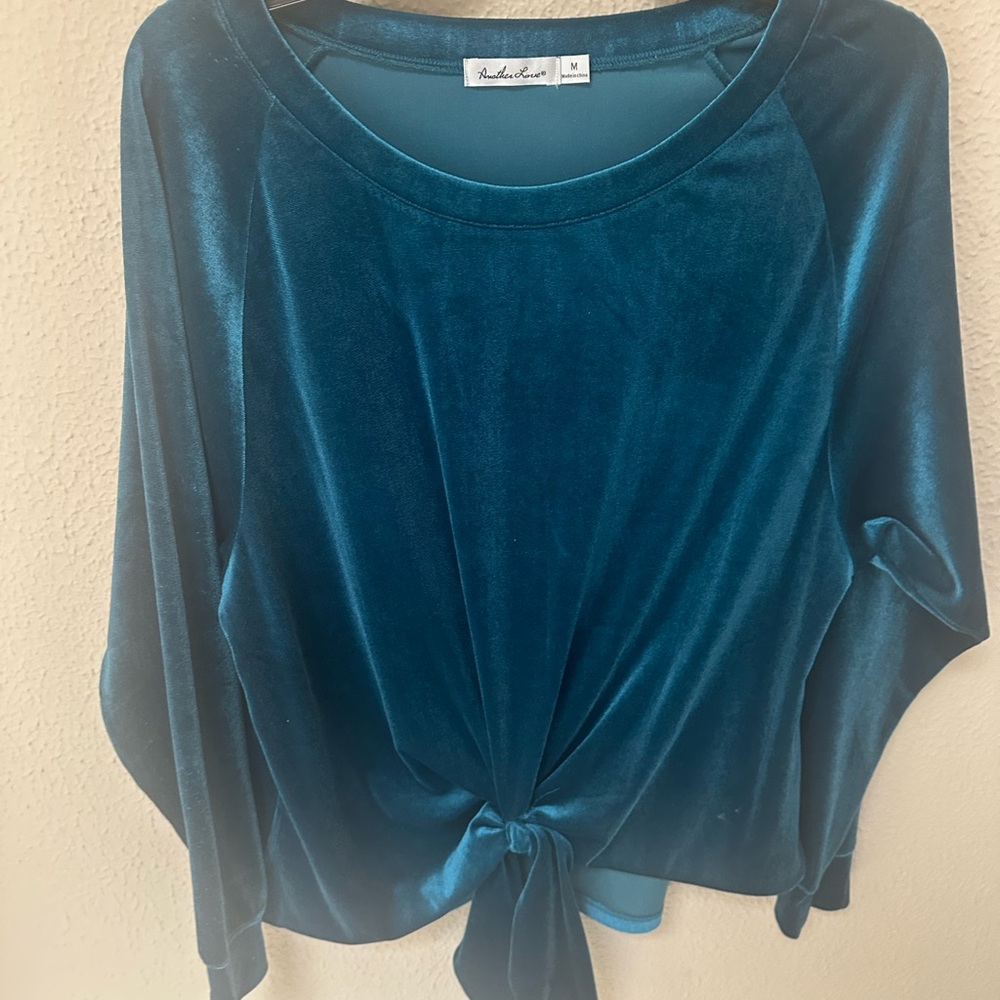 Michael Kors Teal Velvet Blouse
